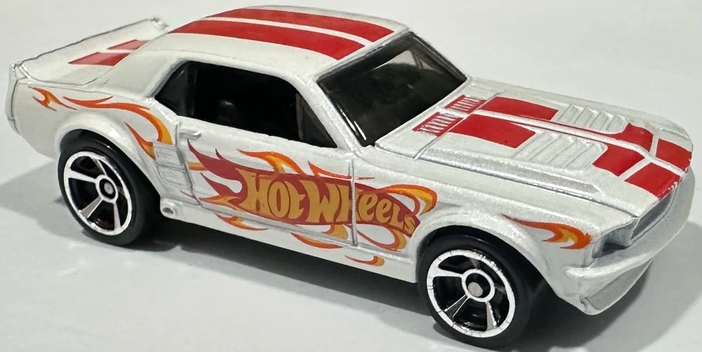 Hot Wheels 2025 - Collector # 121/250 - Then and Now 1/10 - '67 Ford Mustang Coupe - White / Red Stripes & Hot Wheels - International Card