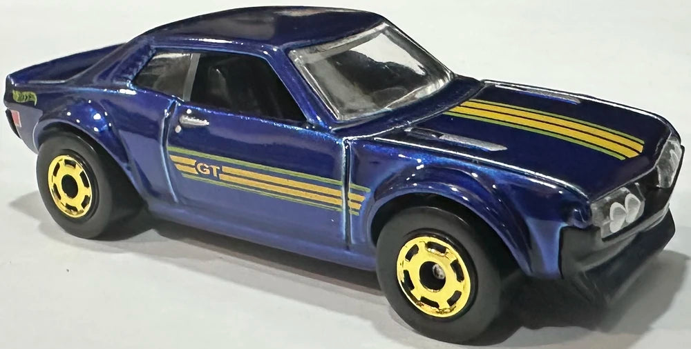 Hot Wheels 2025 - Theme - Mix 1 - The Hot Ones 4/8 - '70 Toyota Celica - Spectraflame Dark Blue - Gold Hot Ones Wheels - Target Exclusive - Retro Blister Card