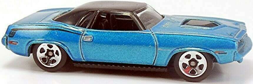 Hot Wheels 2006 - Collector # 061/223 - MOPAR Madness 1/5 - 1970 Plymouth Barracuda - Metalflake Blue / Black Roof - 5 Spoke Wheels - USA Card