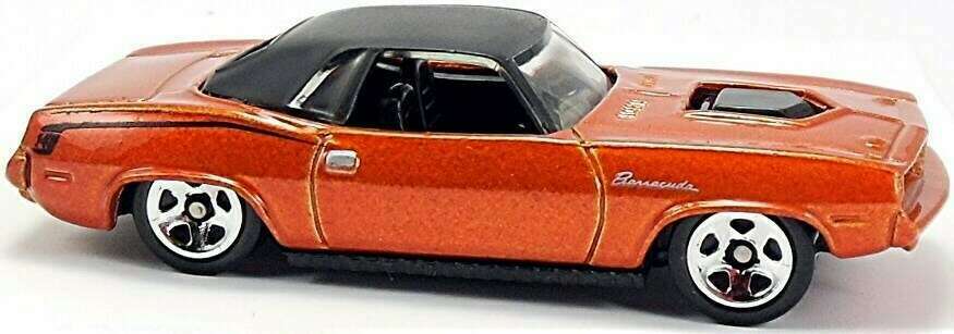 Hot Wheels 2006 - Collector # 061/223 - MOPAR Madness 1/5 - 1970 Plymouth Barracuda - Metalflake Orange / Black Roof - 5 Spoke Wheels - USA Card