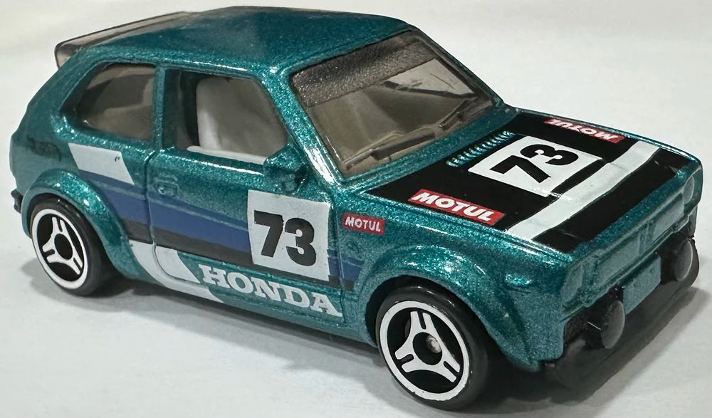 Hot Wheels 2024 - Collector # 090/250 - Compact Kings 4/5 - '73 Honda Civic Custom - Metalflake Teal / #73 - USA Card