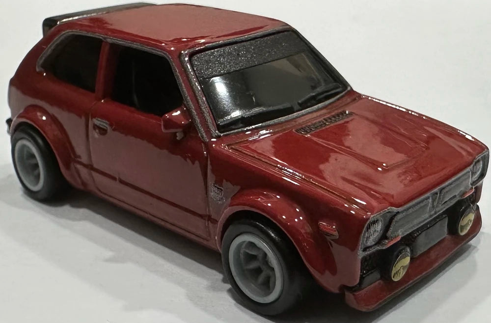 Hot Wheels 2024 - Premium / Car Culture / Japan Historics 4 # 4/5 - '73 Honda Civic Custom - Red - Metal/Metal & Real Riders