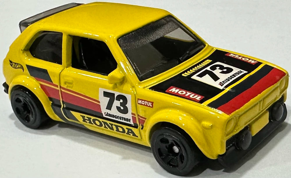 Hot Wheels 2024 - Collector # 090/250 - Compact Kings 4/5 - '73 Honda Civic Custom - Yellow / #73 - IC