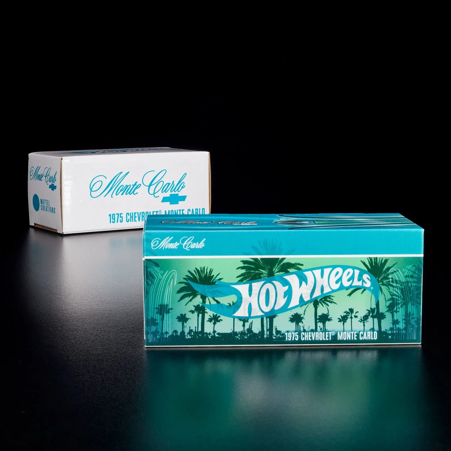 Hot Wheels 2024 - HWC/RLC Exclusive - 1975 Chevrolet Monte Carlo (Lowrider) - Spectraflame Teal - Metal/Metal - Real Riders - Adjustable/Posable Suspension - Acrylic Display Case