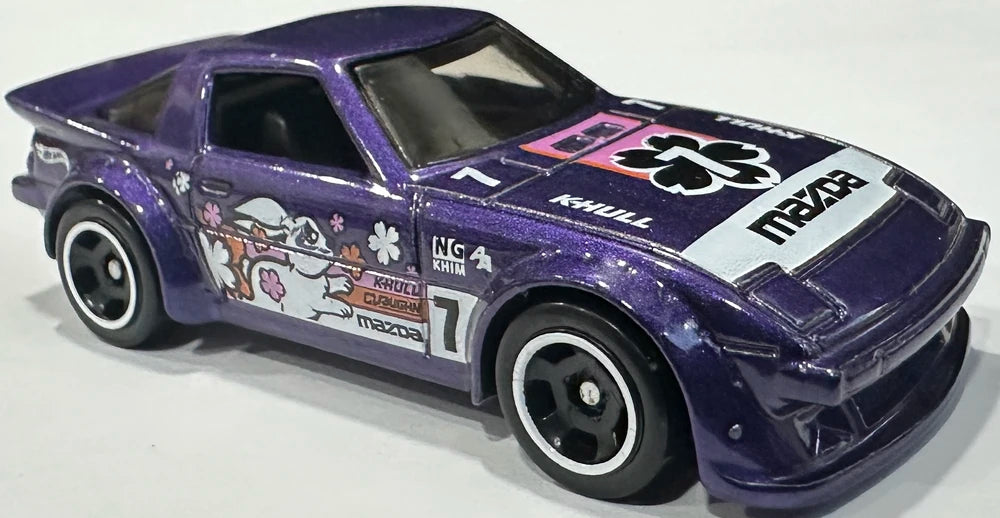 Hot Wheels 2026 - Collector # 061/250 - HW J-Imports 2/10 - Mazda RX-7 - Purple Metalflake - RSW Wheels - USA '2026' Card