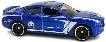 Hot Wheels 2019 - Collector # 158/250 - Muscle Mania 10/10 - '11 Dodge Charger R/T - Blue with White Stripes - USA Card