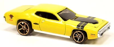 Hot Wheels 2005 - Collector # 101/183 - Muscle Mania 01/05 - Faster Than Ever - 1971 Plymouth GTX - Enamel Yellow - Chrome Base - USA