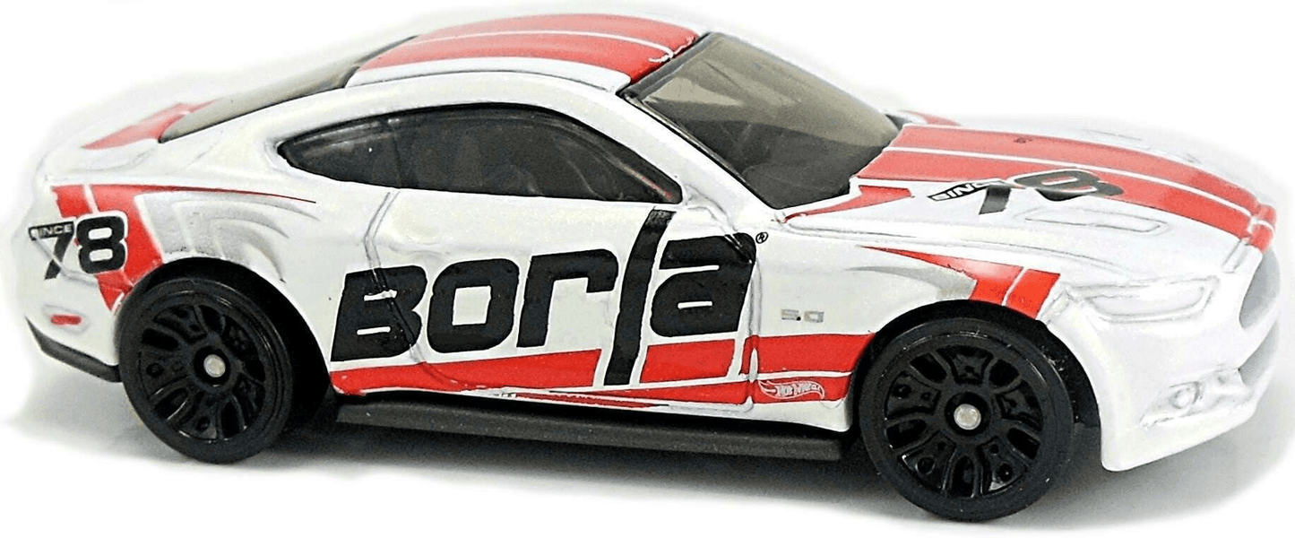 Hot Wheels 2018 - Collector # 222/250 - HW Speed Graphics 4/10 - 2015 Ford Mustang GT - White / #78 / Borla - USA 50th Card