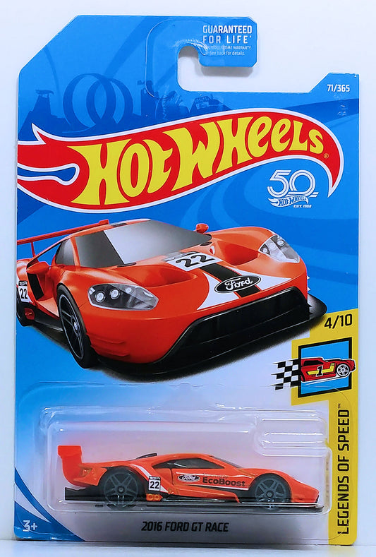 Hot Wheels 2018 - Collector # Collector # 071/365 - Legends of Speed 4/10 - 2016 Ford GT Race - Orange - USA 50th Card