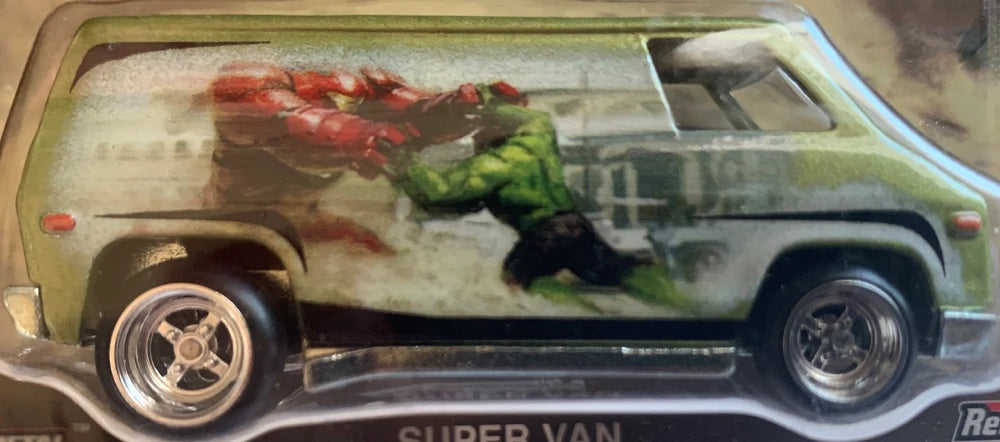 Hot Wheels 2018 - Premium / Pop Culture / Marvel / Avengers - Super Van - Metallic Light Green / Ironman & The Hulk - Metal/Metal & Real Riders