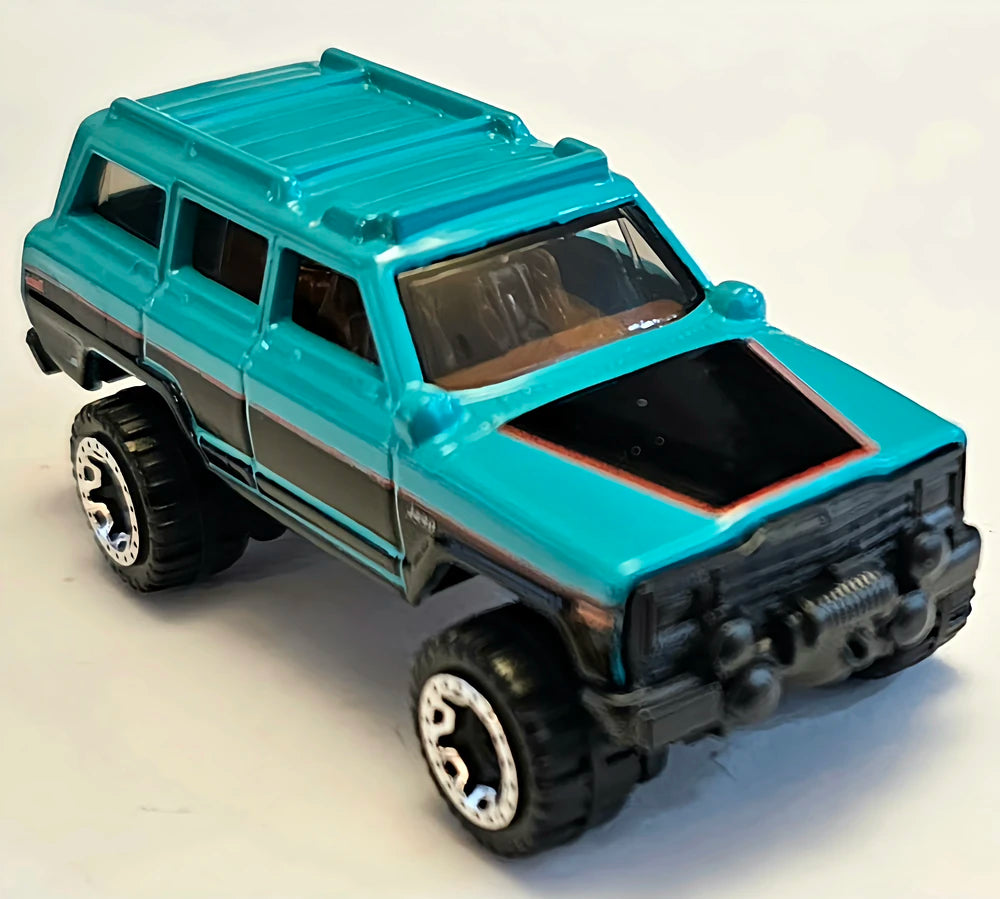 Hot Wheels 2023 - Collector # 052/250 - HW The 80s 5/10 - 1988 Jeep Wagoneer - Teal & Black - Kroger Exclusive - USA Card