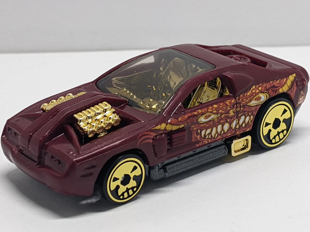 Hot Wheels 2025 - Theme / Happy Halloween Series 1/5 - Hollowback - Dark Red - Gold Chrome Skull Wheels - Grocery Store's Exclusive - Special Halloween Blister Card
