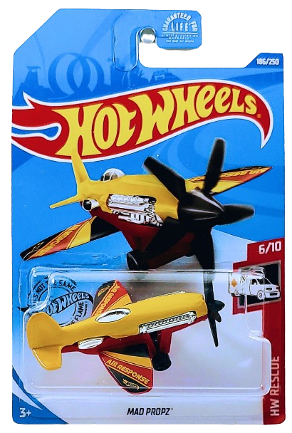 Hot Wheels 2020 - Collector # 186/250 - HW Rescue 6/10 - Mad Propz - Red & Yellow - USA Card