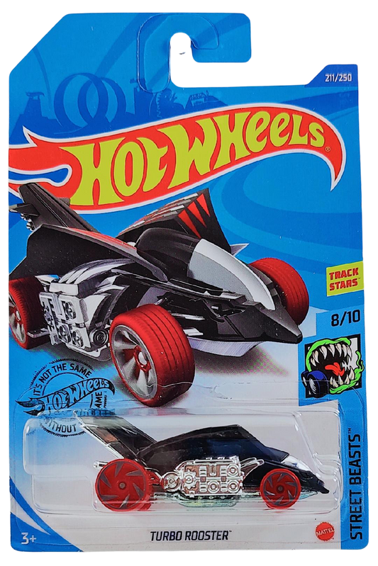 Hot Wheels 2020 - Collector # 211/250 - Street Beasts 8/10 - Turbo Rooster - Black - International Card