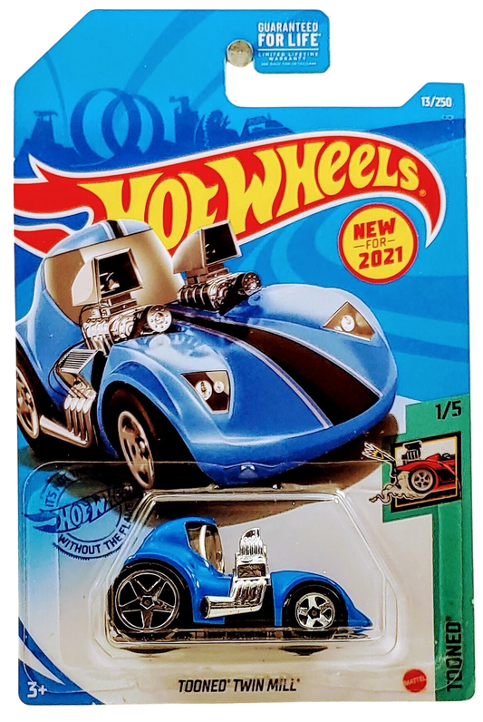 Hot Wheels 2021 - Collector # 013/250 - Tooned 1/5 - New Models - Tooned' Twin Mill - Blue - USA Card