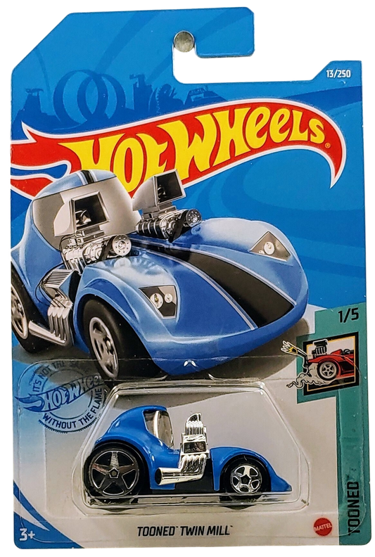 Hot Wheels 2021 - Collector # 013/250 - Tooned 1/5 - New Models - Tooned' Twin Mill - Blue - International Card