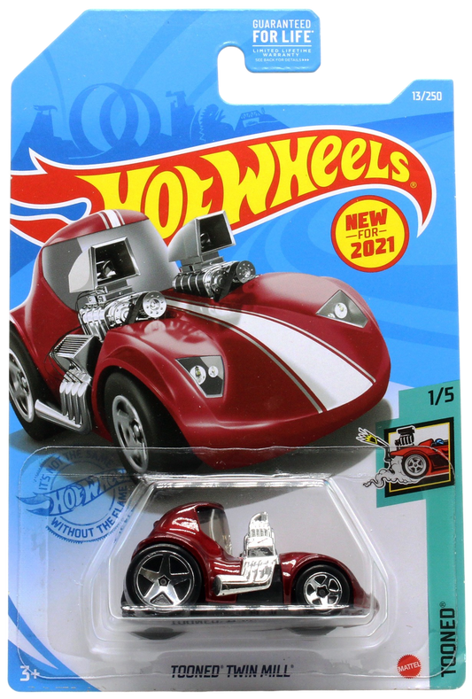 Hot Wheels 2021 - Collector # 013/250 - Tooned 1/5 - New Models - Tooned' Twin Mill - Dark Red - USA Card