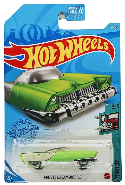 Hot Wheels 2021 - Collector # 014/250 - Tooned 2/5 - Mattel Dream Mobile - Green - USA Card with Mattel 75th
