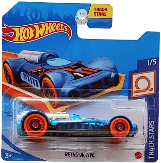 Hot Wheels 2021 - Collector # 029/250 - Track Stars 1/5 - Retro-Active - Blue - Intermational Short Card