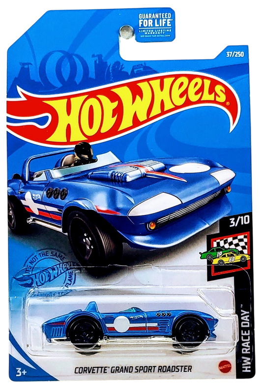 Hot Wheels 2021 - Collector # 037/250 - HW Race Day 3/10 - Corvette Grand Sport Roadster - Pearl Blue - USA Card