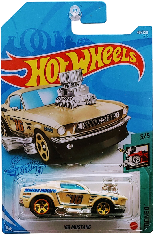 Hot Wheels 2021 - Collector # 040/250 - Tooned 3/5 - '68 Mustang ('Tooned) - Tan / #16 - International Card