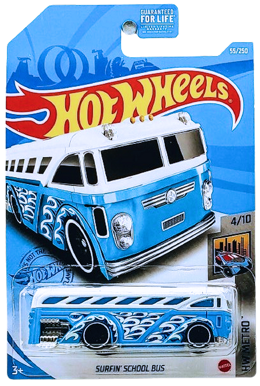 Hot Wheels 2021 - Collector # 055/250 - HW Metro 4/10 - Surfin' School Bus - White over Blue - USA