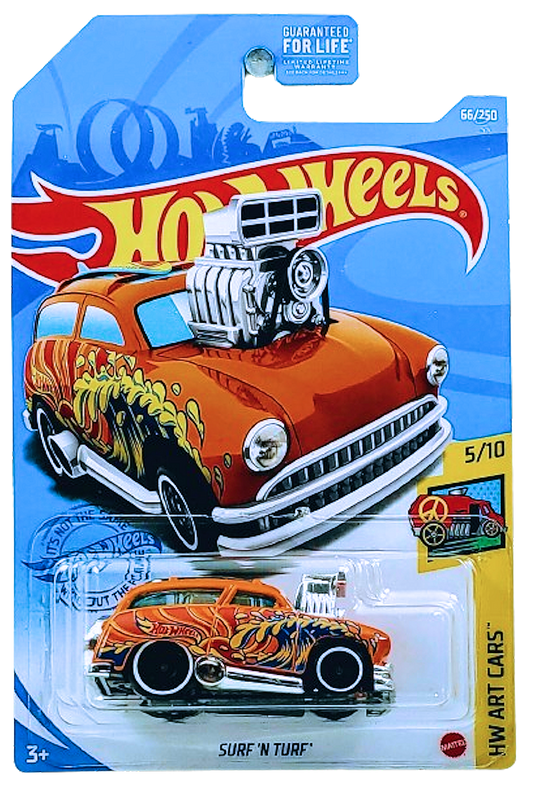Hot Wheels 2021 - Collector # 066/250 - HW Art Cars 5/10 - Surf 'N Turf - Orange / "E" - USA Card