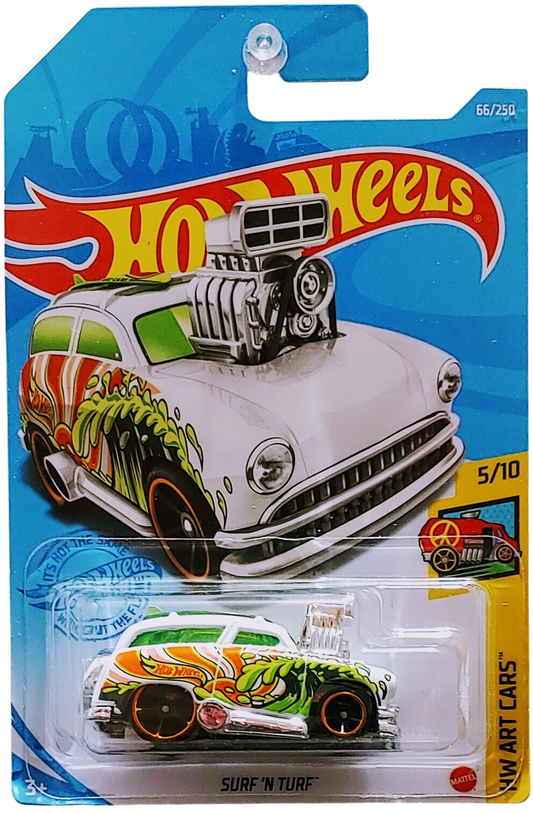 Hot Wheels 2021 - Collector # 066/250 - HW Art Cars 5/10 - Surf 'N Turf - White / "E" - International Card