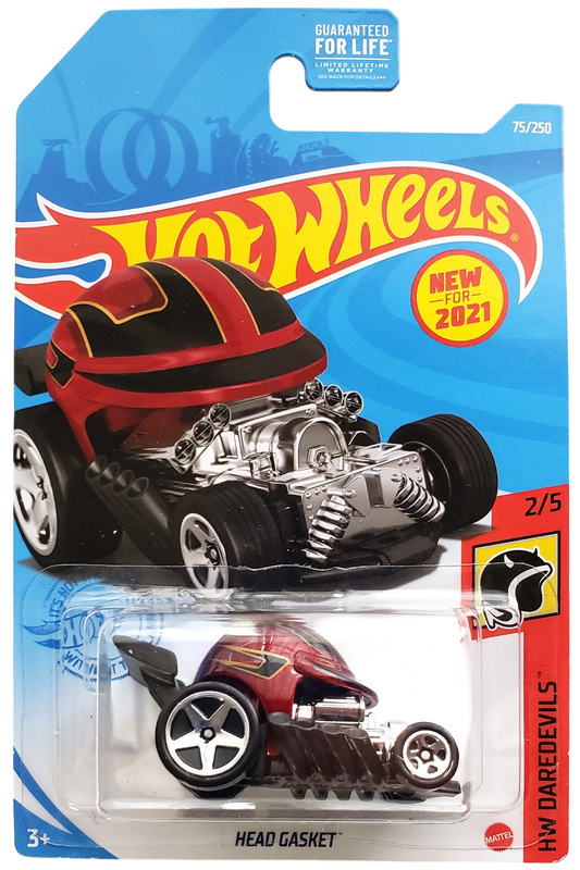 Hot Wheels 2021 - Collector # 075/250 - HW Daredevils 2/5 - New Models - Head Gasket - Metalflake Maroon - USA Card