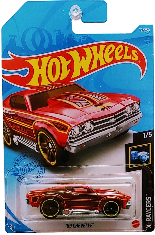 Hot Wheels 2021 - Collector # 077/250 - X-Raycers 1/5 - '69 Chevelle - Transparent Red - International Card