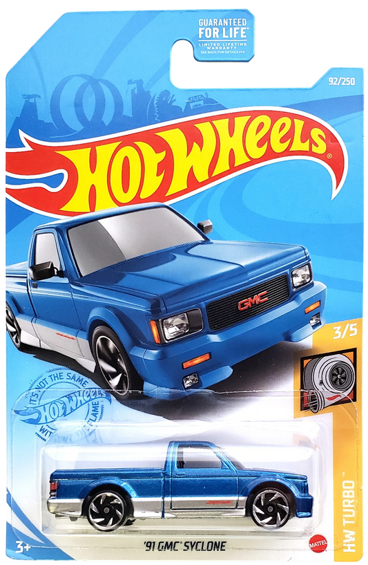 Hot Wheels 2021 - Collector # 092/250 - HW Turbo 3/5 - '91 GMC Syclone - Blue Metalflake - USA Card