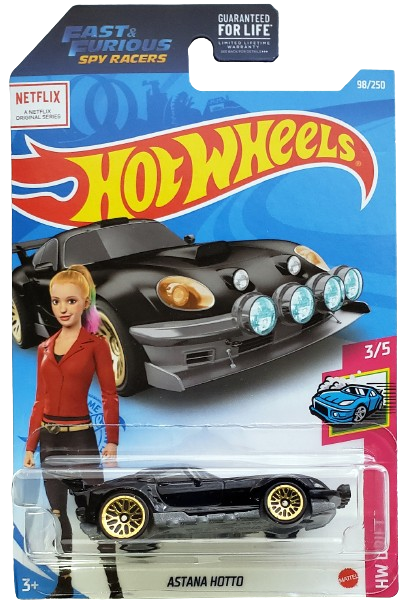 Hot Wheels 2021 - Collector # 098/250 - HW Drift 3/5 - Astana Hotto - Black - USA 'Fast & Furious Spy Racers - Netflix' Card