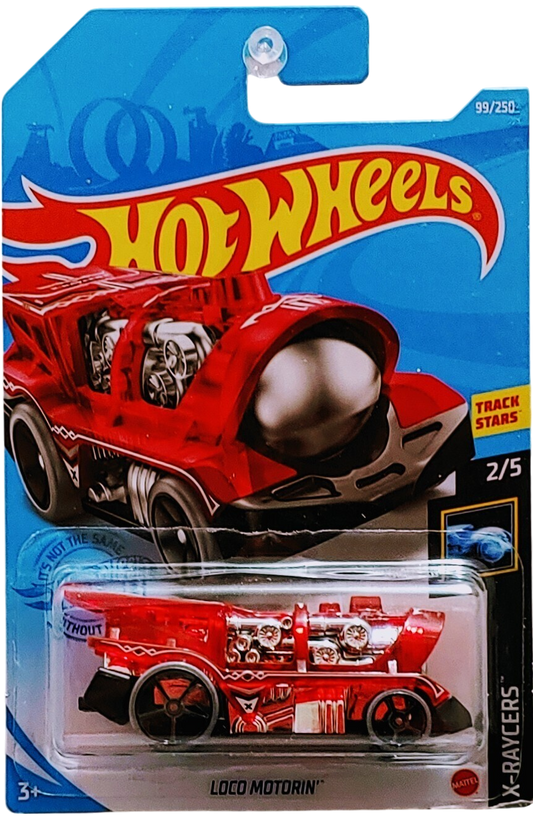 Hot Wheels 2021 - Collector # 099/250 - X-Raycers 2/5 - Loco Motorin' - Transparent Red - International Card