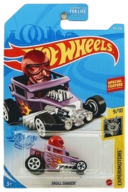 Hot Wheels 2021 - Collector # 103/250 - Experimotors 9/10 - Treasure Hunts - Skull Shaker - Matte Lavender Body & Red Head / Circle Flame Logo on Lower Sides - USA Card