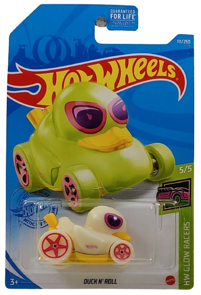 Hot Wheels 2021 - Collector # 111/250 - HW Glow Racers 5/5 - Duck N' Roll - Glow in the Dark - USA Card