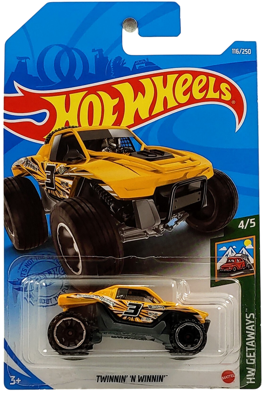 Hot Wheels 2021 - Collector # 116/250 - HW Getaways 4/5 - Twinnin' Winnin' - Yellow / #3 - International Card