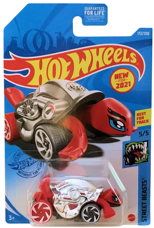 Hot Wheels 2021 - Collector # 172/250 - Street Beasts 5/5 - New Models - Turtoshell - Chrome / Red - USA Card