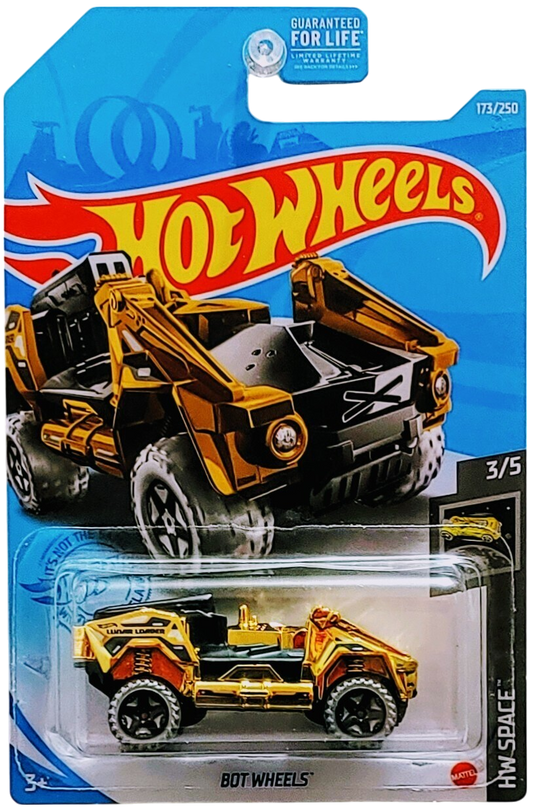 Hot Wheels 2021 - Collector # 173/250 - HW Space 3/5 - BOT Wheels - Gold Chrome - USA Card