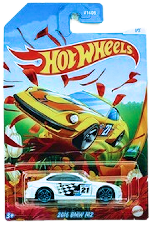 Hot Wheels 2021 - Theme / Easter / Spring Series 1/5 - 2016 BMW M2 - White - Teal PR5 Wheels - Grocery Store Exclusive
