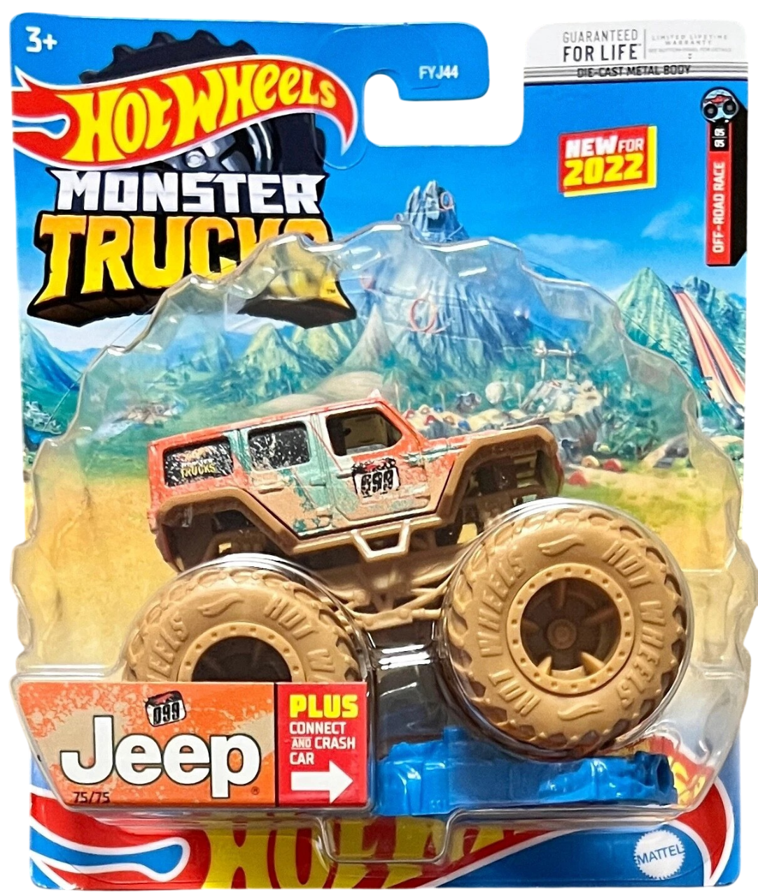 Hot Wheels 2022 - Monster Trucks Off-Road Race 75/75 - '18 Jeep Wrangler Unlimited - Orange / #899 - Connect and Crash Car