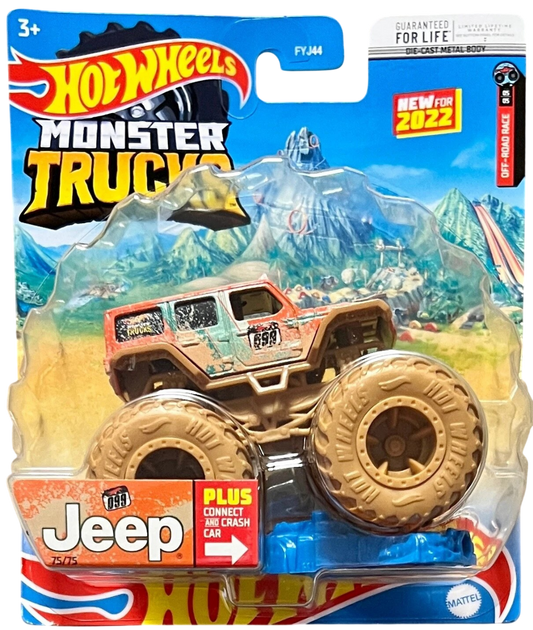 Hot Wheels 2022 - Monster Trucks Off-Road Race 75/75 - '18 Jeep Wrangler Unlimited - Orange / #899 - Connect and Crash Car