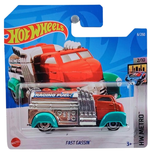 Hot Wheels 2022 - Collector # 006/250 - HW Metro 2/10 - Fast Gassin' - Red & Teal - Aero Disc - Short Card