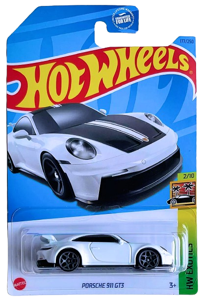 Hot Wheels 2023 Collector 177 250 HW Exotics 2 10 Porsche 911 GT3 White Black Stripes Kroger Exclusive USA Card