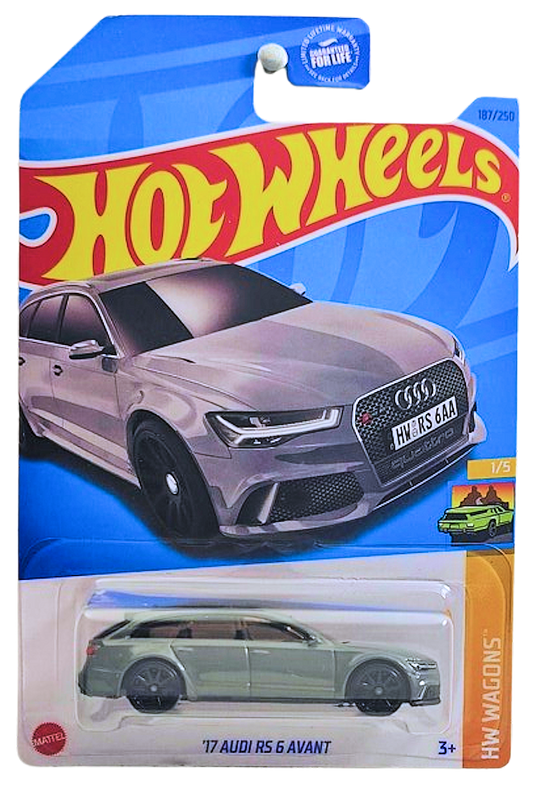 Hot Wheels 2023 - Collector # 187/250 - HW Wagons 01/05 - '17 Audi RS 6 Avant - Gray - 10 Spoke Wheels - "From the Vault" Exclusive - USA
