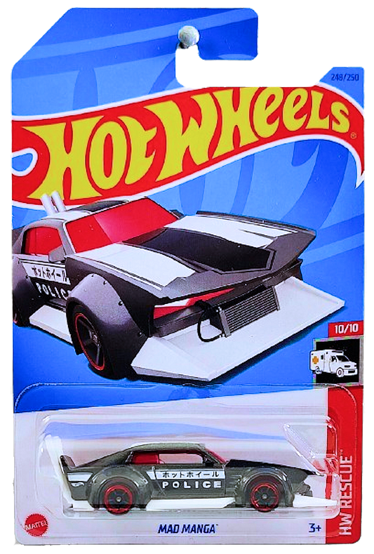 Hot Wheels 2023 - Collector # 248/250 - HW Rescue 10/10 - Mad Manga - Metalflake Gray - IC