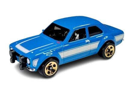 Hot Wheels 2023 - Theme / Fast & Furious Series 1 / Fast & Furious 6 # 6/10 - '70 Ford Escort RS1600 - Blue / White Stripes - Gold 5 Spoke Wheels
