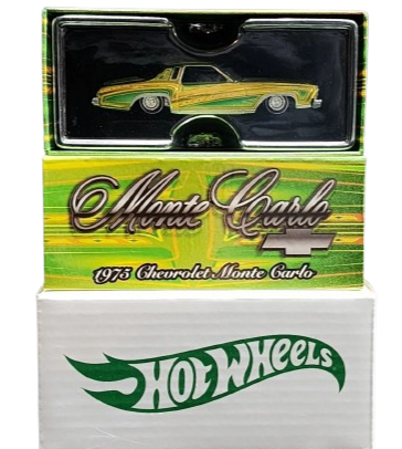 Hot Wheels 2023 - HWC/RLC Exclusive - 1975 Chevrolet Monte Carlo (Lowrider) - Spectraflame Antifreeze - Metal/Metal - Real Riders - Adjustable/Posable Suspension - Acrylic Display Case