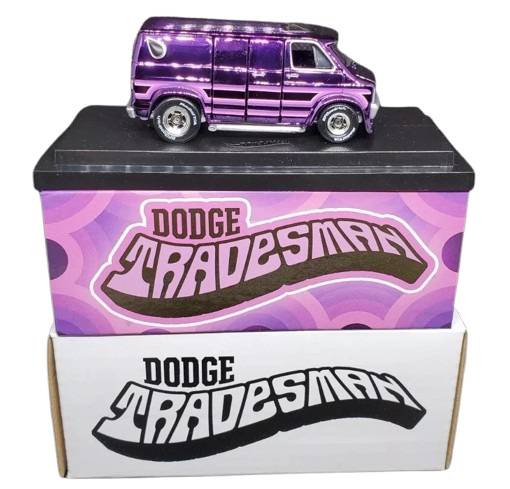 Hot Wheels 2024 - HWC/RLC Exclusive - Dodge Tradesman - Spectraflame Purple - Metal/Metal - Real Riders - Opening Doors - Acrylic Display Case