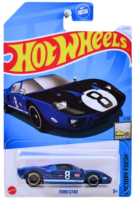 Hot Wheels 2024 - Collector # 012/250 - Factory Fresh 02/10 - Ford GT40 - Dark Blue - '8' - USA