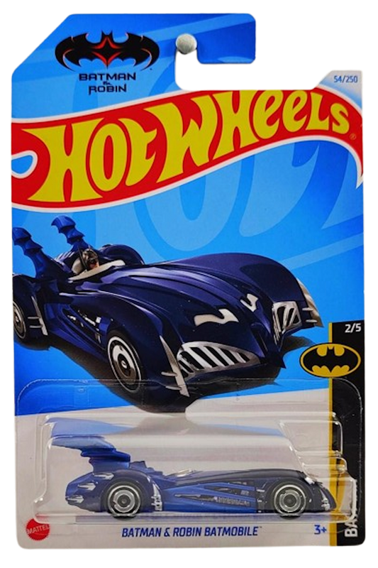 Hot Wheels 2024 - Collector # 054/250 - Batman Series 2/5 - Batman & Robin Batmobile - Metalflake Midnight Blue - Aero Disc Wheels - IC